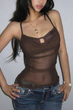 Sheer Layered Draped Tank Top