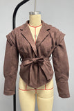 Pleated Shoulder Belted Blazer