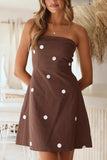 Polka Dot Strapless Casual Dress