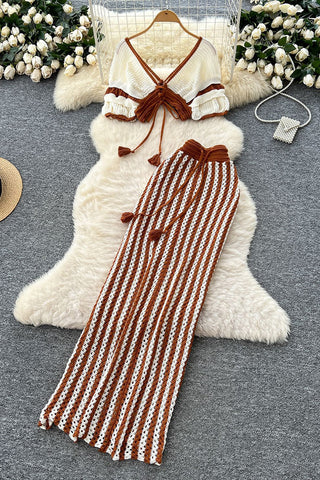 Boho Tassel Crochet Skirt Set