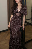 Polka Dot Maxi Dress with Lace Detail