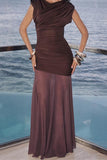 Ruched Sheer Panel Maxi Dress
