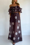 Off-Shoulder Polka Dot Skirt Set