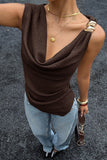 Draped Shoulder Accent Top