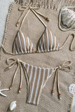 Striped Bikini Set With Halter Top