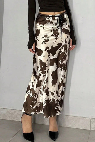 Patterned Elastic Waist Skirt
