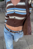 Striped Button-Front Cardigan