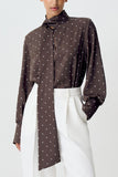 Polka Dot Tie-Neck Blouse