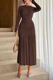 Elegant Ruched Casual Midi Dress