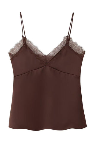 Lace Trim V-Neck Cami Top
