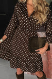 Polka Dot Wrap V Neck Mini Dress
