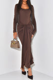 Twist Front Long Sleeve Maxi Dress