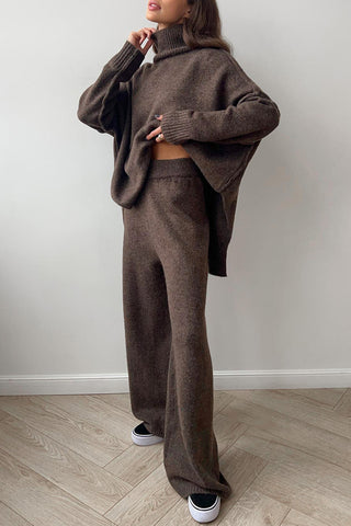 Turtleneck Sweater and Wide-Leg Pants Set