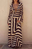 Geometric Long Sleeve Casual Dress