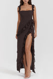 Ruffle Trim Asymmetric Dress