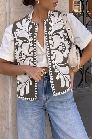 Patterned Floral Vest