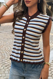 Button-Up Striped Sweater Vest