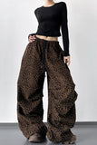 Wide-Leg Leopard Print Casual Pants