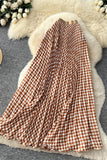 Checkered Flowing Maxi Skirt