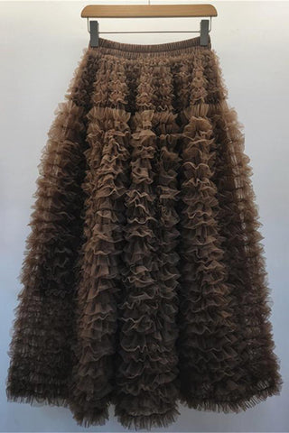 Ruffled Midi Casual Skirt