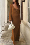 V-Neck Crochet Maxi Dress