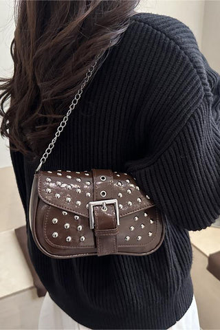 Studded Chain Strap Shoulder Bag