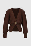 Elegant V-Neck Cardigan with Statement Button