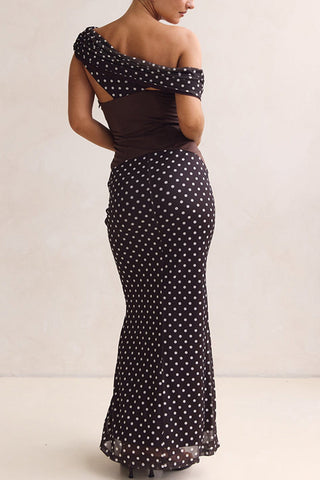 Off-Shoulder Polka Dot Night Dress