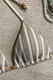 Striped Bikini Set With Halter Top
