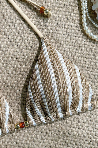 Striped Bikini Set With Halter Top