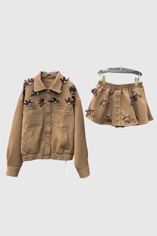 Embellished Buttoned Mini Skirt