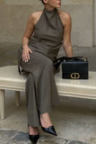 Asymmetrical Draped Top and Pants Set