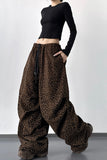 Wide-Leg Leopard Print Casual Pants