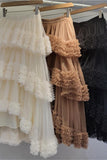 Tiered Ruffle Midi Skirt
