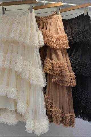 Tiered Ruffle Midi Skirt