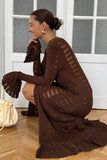Buttoned Knit Lace Tunic Dress