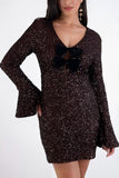 Bow-Accent Sparkle Mini Dress