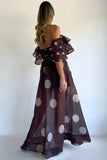 Off-Shoulder Polka Dot Skirt Set