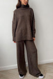 Turtleneck Sweater and Wide-Leg Pants Set