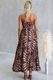 Strappy Leaf Print Midi Dress