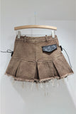 Distressed Mini Skirt with Belt