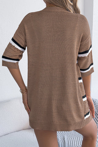 Striped Open-Front Cardigan