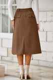 Front Slit High Waist Midi Skirt