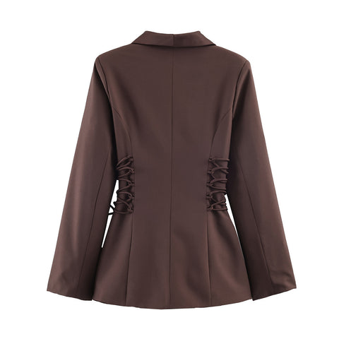 Double-Breasted Corset Detail Blazer