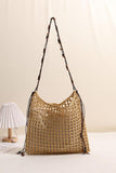 Beaded Shoulder Hollow Woven Beach Bag