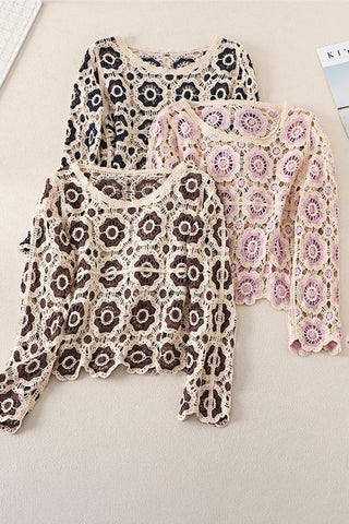 Crochet Lace Floral Blouse