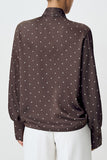 Polka Dot Tie-Neck Blouse