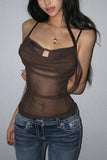 Sheer Layered Draped Tank Top