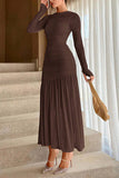 Elegant Ruched Casual Midi Dress