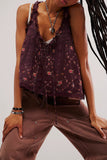 Lace-Trimmed Button-Front Tank